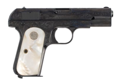 **Colt 1903 Hammerless Pistol Engraved by Santiago Leis