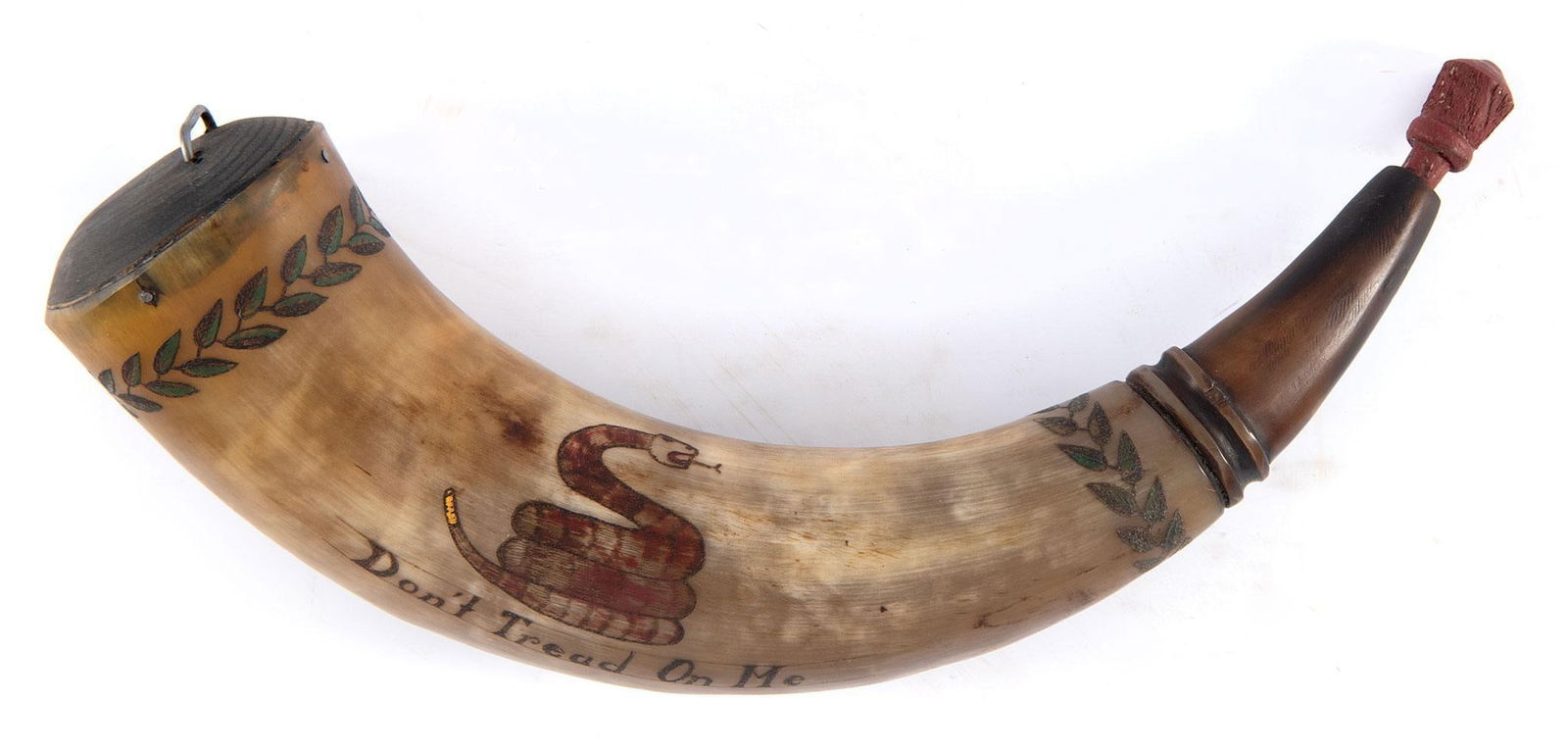 Contemporary  Polychromed Painted Patriotic Powder Horn (1 of 4)