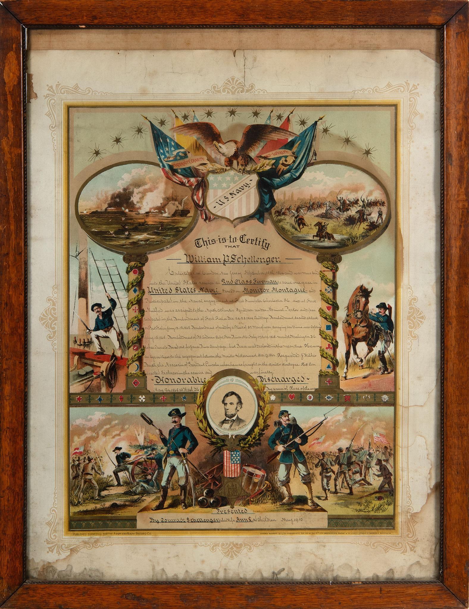 Chromolithograph Civil War Discharge Certificate (1 of 1)
