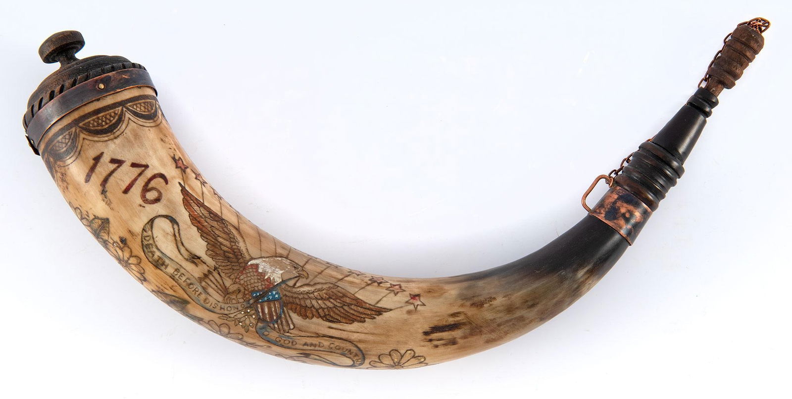 Contemporary Rev War Polychrome Decorated Powder Horn by Rick Froehlich (1 of 3)