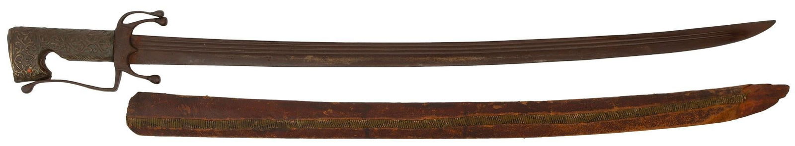 Moroccan Saif Sword with Leather Scabbard (1 of 5)