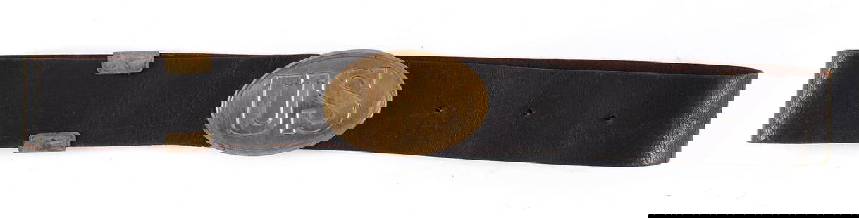 US Civil War Era Enlistedman's Waist Belt: American, 19th century. A Civil War era U.S. Model 1839 infantry enlistedman's waist belt; buckle 2.25 x 3.5 inches. Overall good condition.