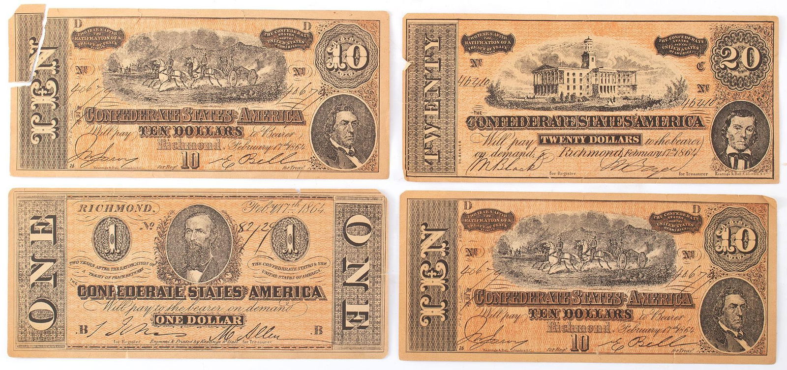 Grouping of Confederate States of America Paper Currency (1 of 2)