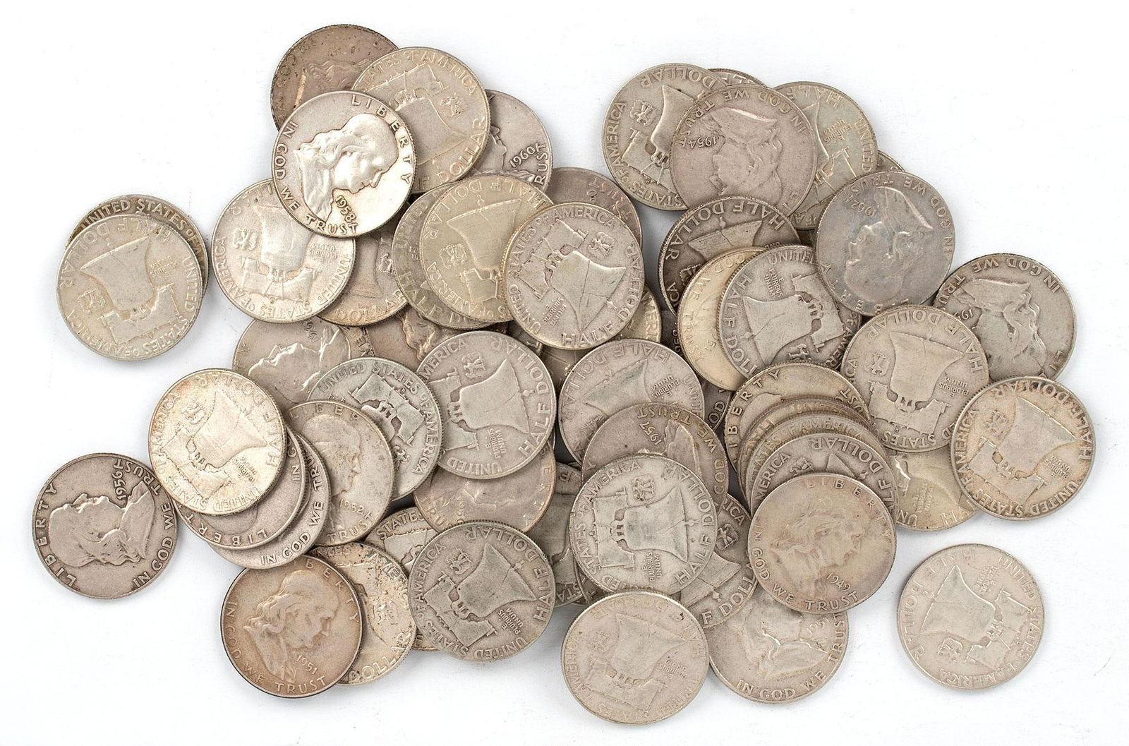 United States Franklin Silver Half Dollar Coins (1 of 2)