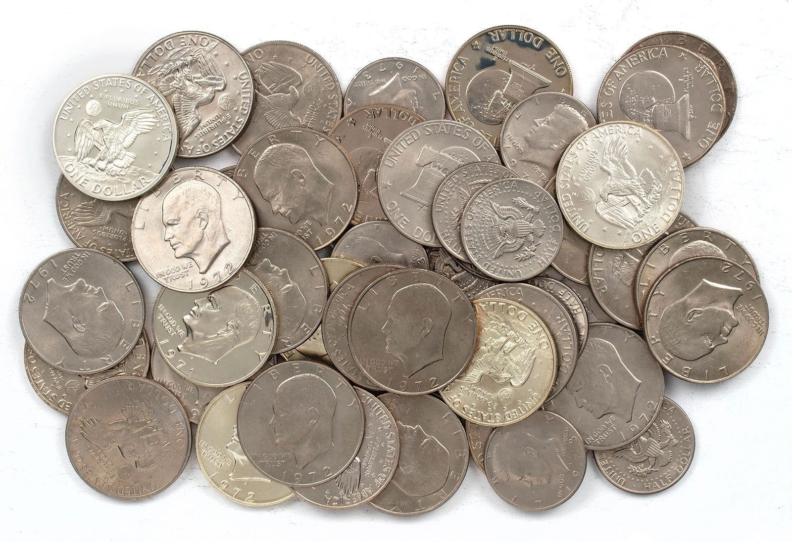 United States Eisenhower Dollar Coins and Kennedy Half Dollars (1 of 1)