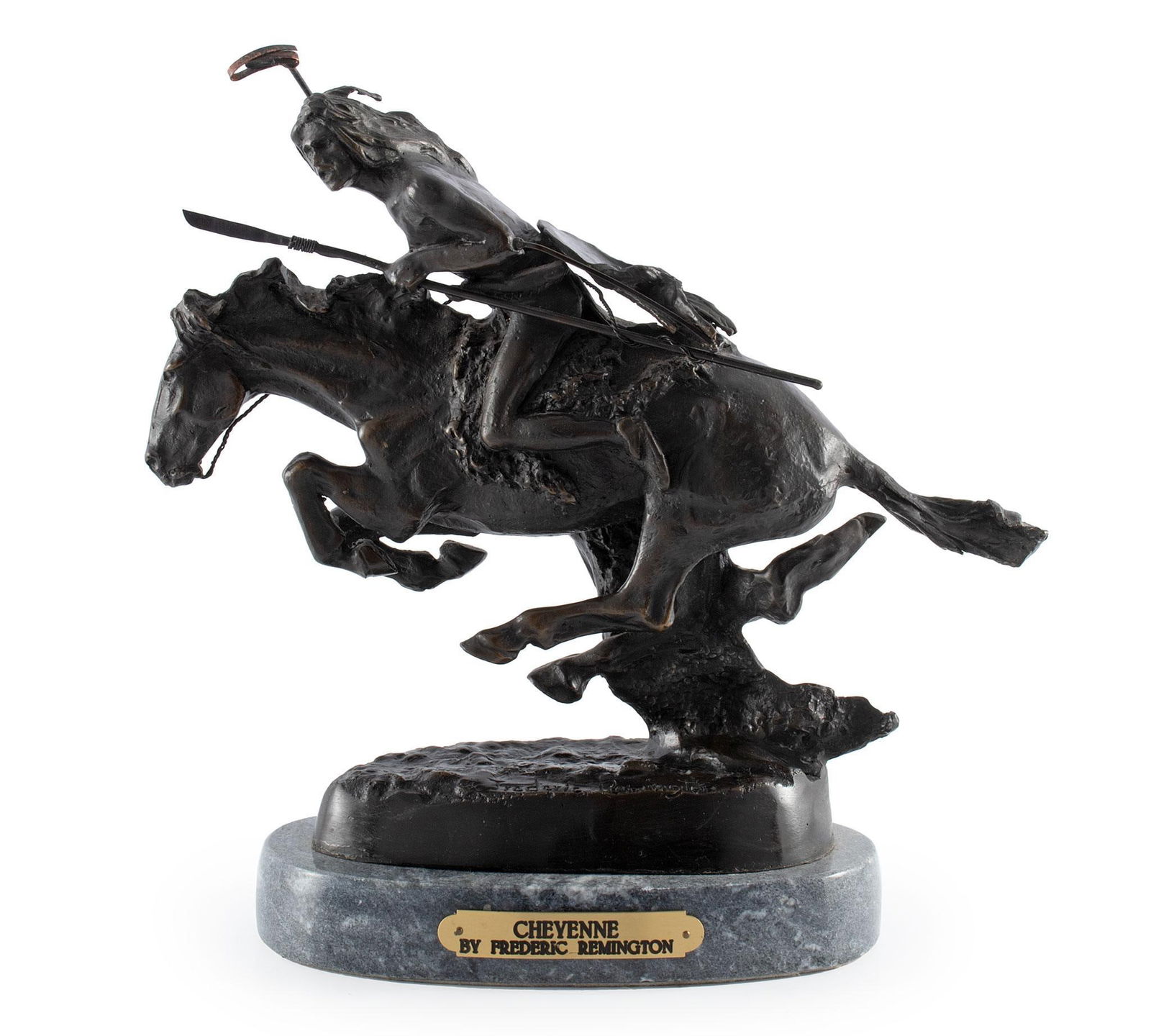 Cheyenne Bronze Sculpture After Frederic Remington (1 of 3)