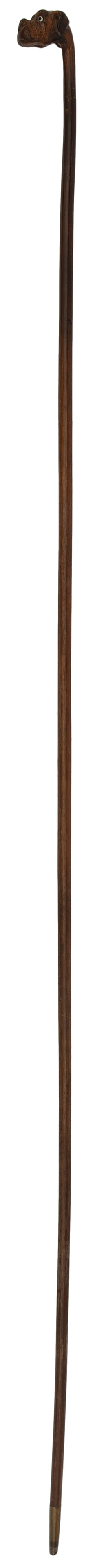 Folk Art Carved Carved Dog Head Cane (1 of 2)