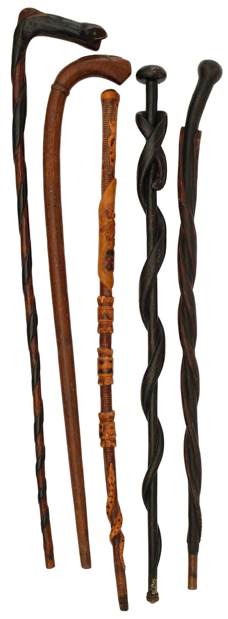 Group of American Folk Art Snake Canes (1 of 4)
