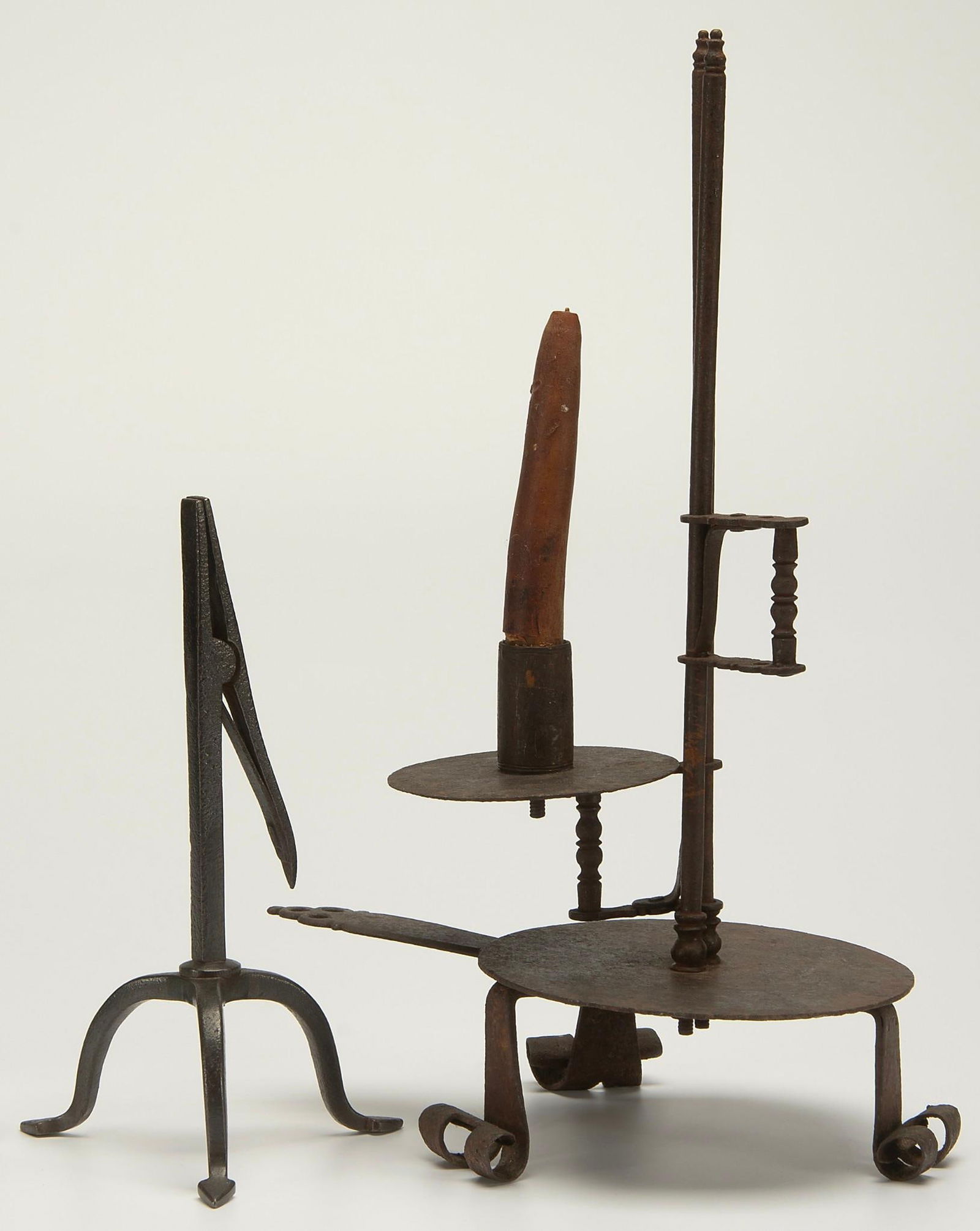 Early American Wrought Iron Rush Lamps (1 of 4)