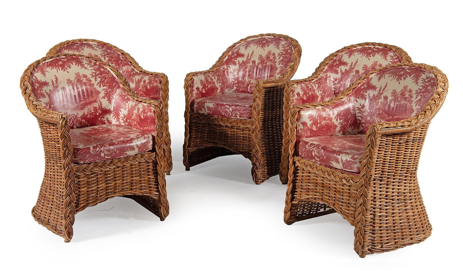 Vintage Rattan Wheat of Sheaf Patio Table and Chairs (1 of 2)