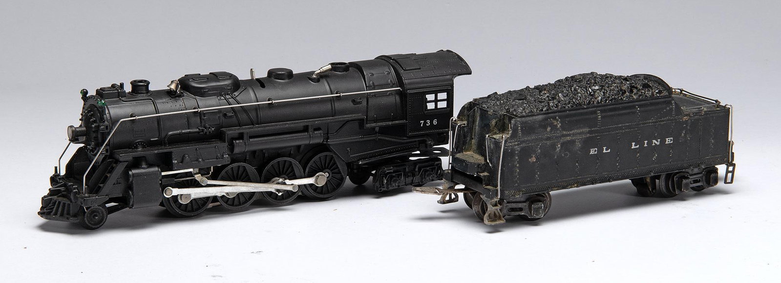 Lionel 736 Locomotive and Tender: O ga, 736 Berkshire locomotive, original condition. 2426W tender. Good overall condition.