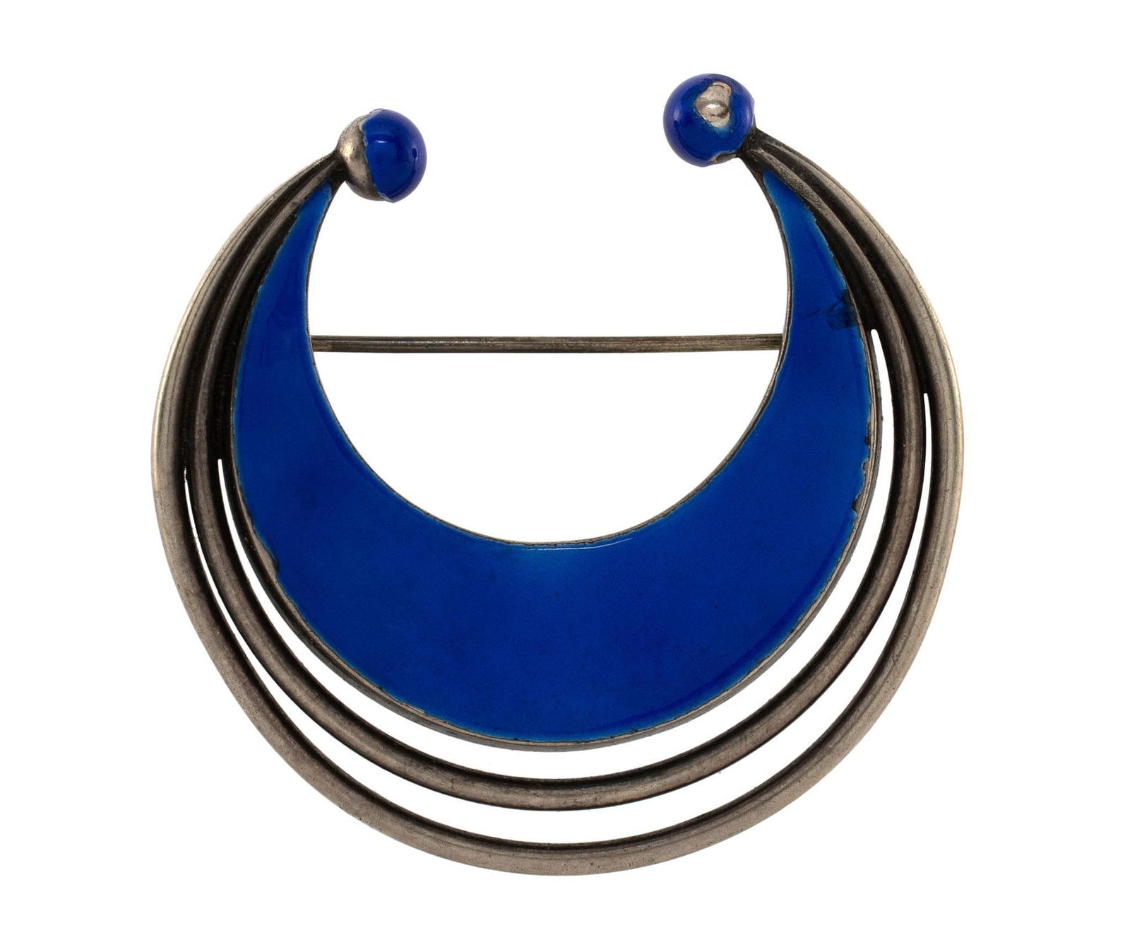 Frantz Hingelberg Sterling Enameled Brooch: Danish, 20th century. A sterling and enameled brooch, hallmark on verso; ht. 2 x 2 inches. Overall good condition. Loss of enamel.