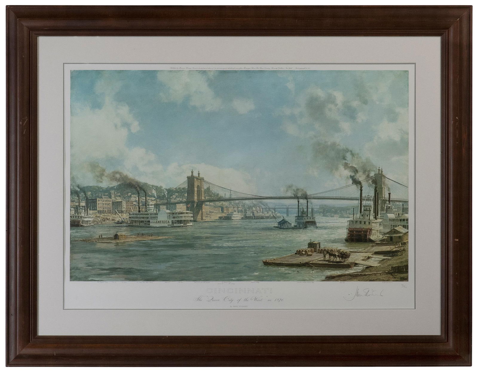 An Offset Lithograph Cincinnati River Scene by John Stobart (British, 20th Century) (1 of 2)