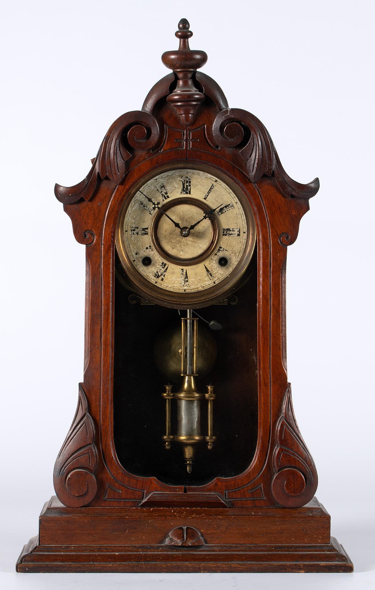 A Carved Walnut Victorian Mantle Clock (1 of 3)