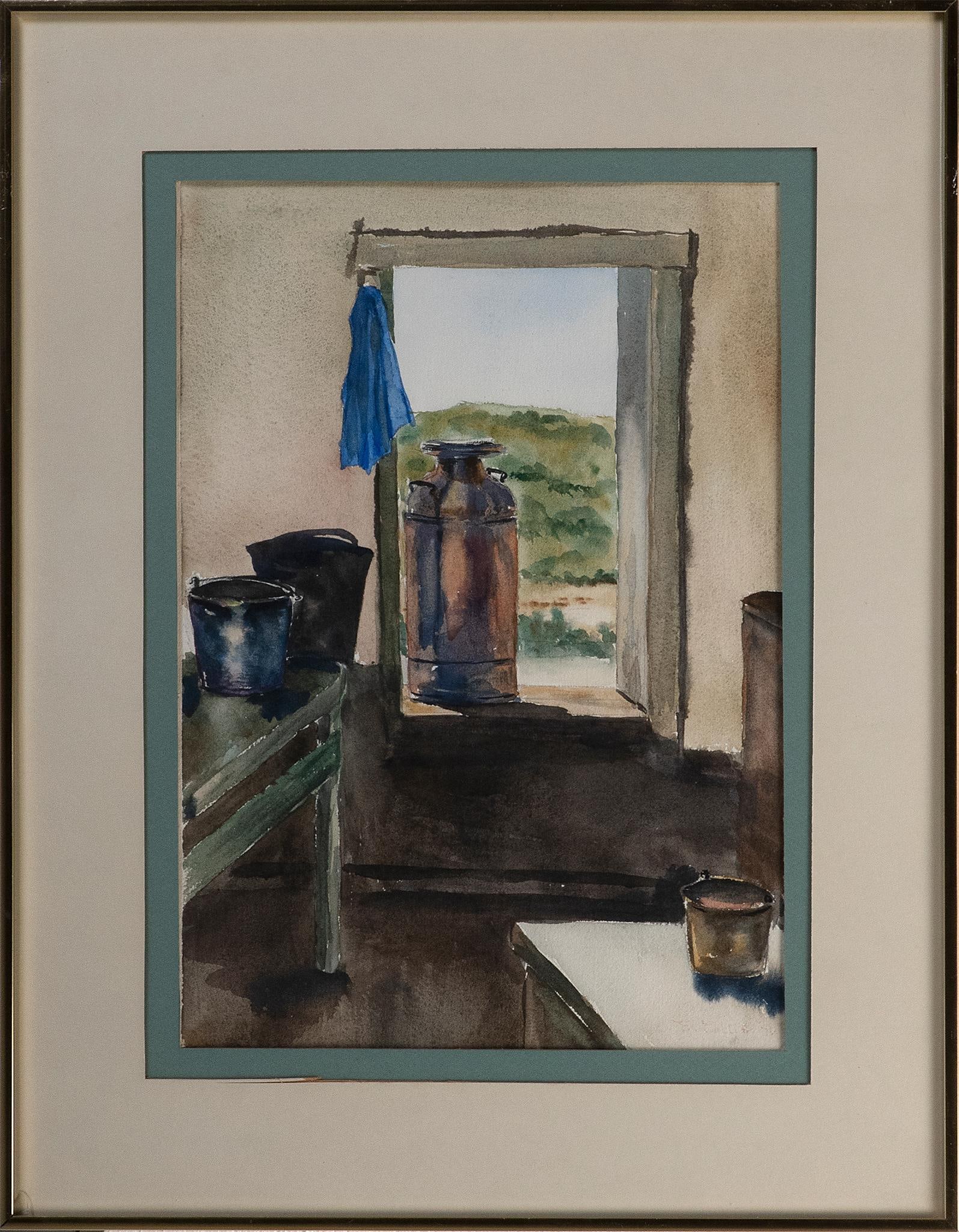 Interior Scene Watercolor by E. Collie (1 of 1)