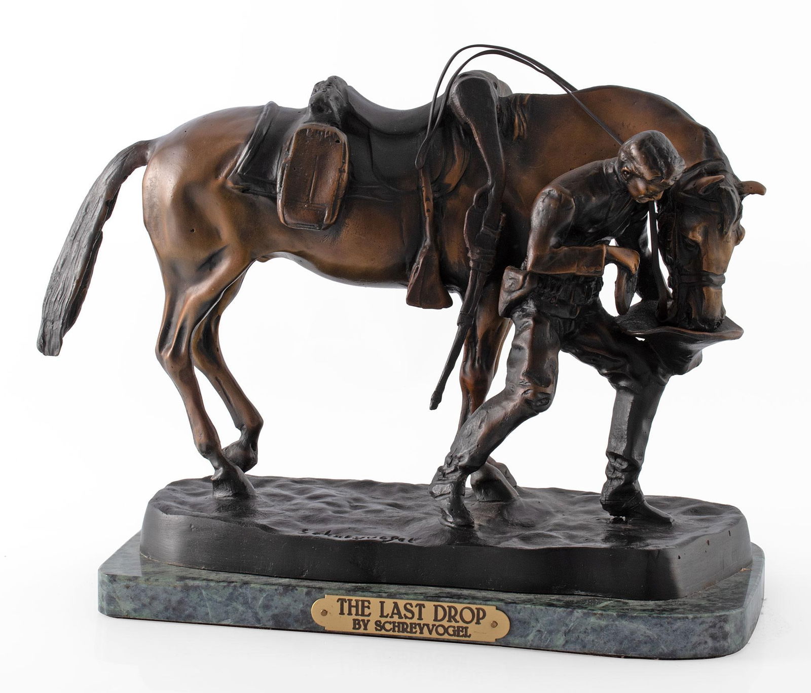 The Last Drop Bronze Sculpture After Charles Schreyvogel (1 of 3)