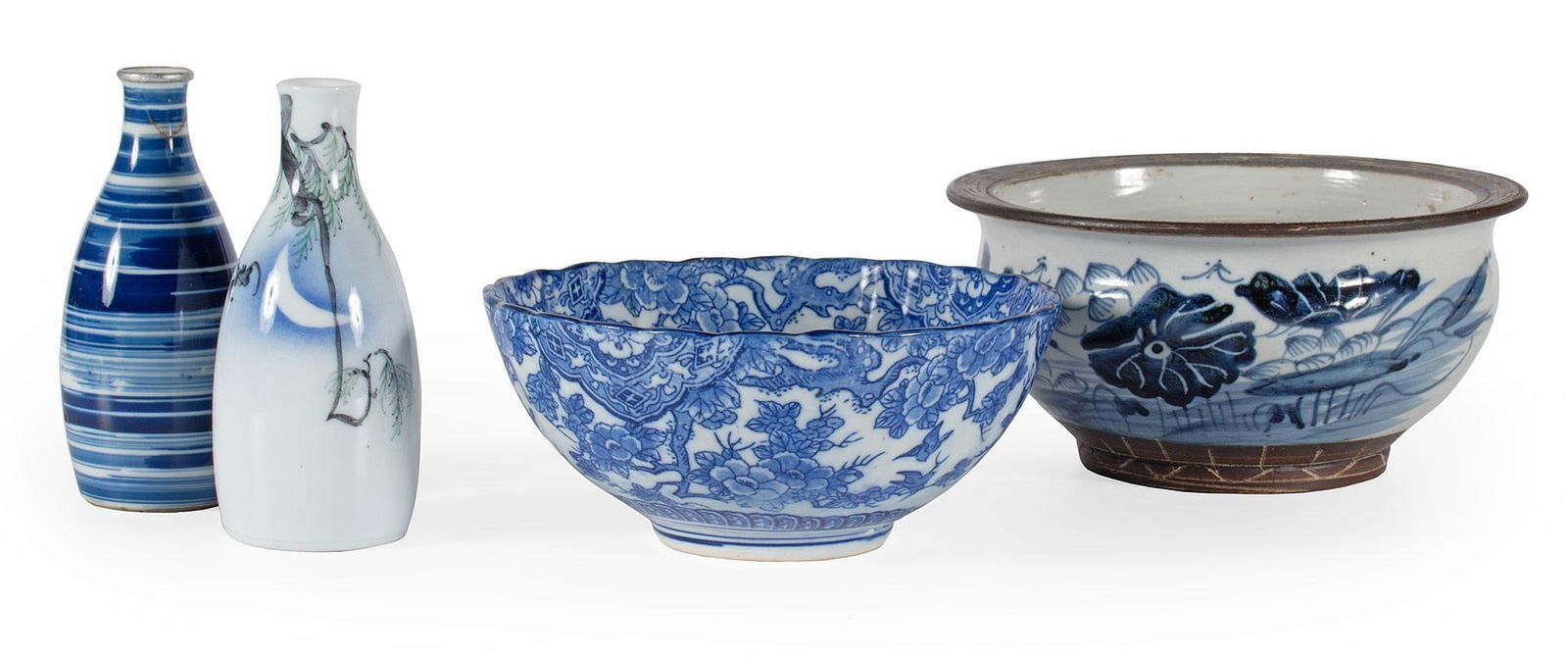 A Group of Asian Blue and White Decorated Porcelains (1 of 3)