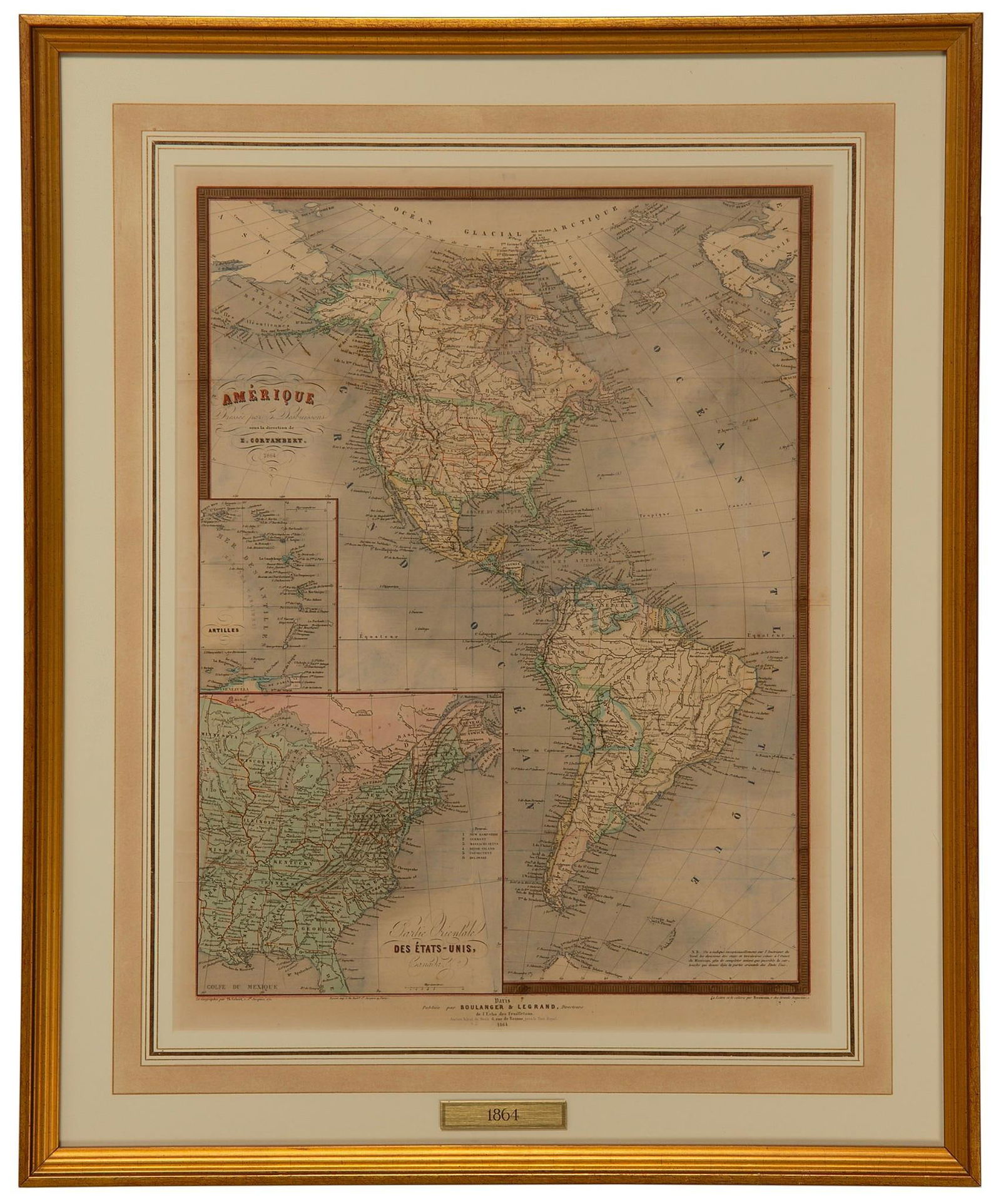 1864 Map of America by E. Cortambert | Hand-Colored French School Map of North & South America (1 of 1)