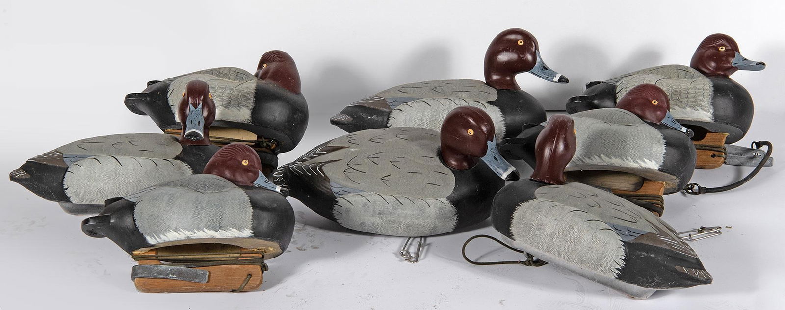 Grouping of Painted Wood Red Headed Duck Decoys (1 of 2)