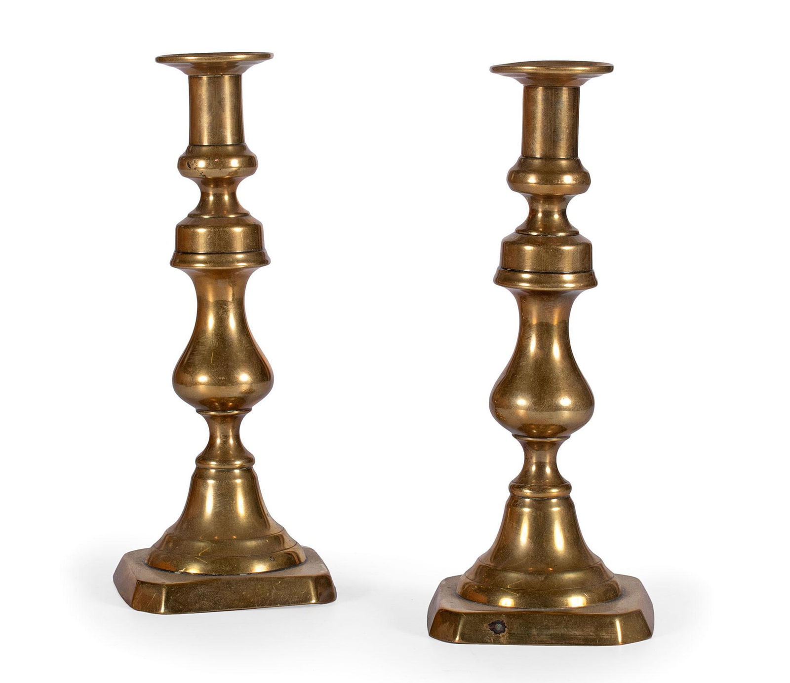 A Pair of Antique Brass Candlesticks (1 of 2)