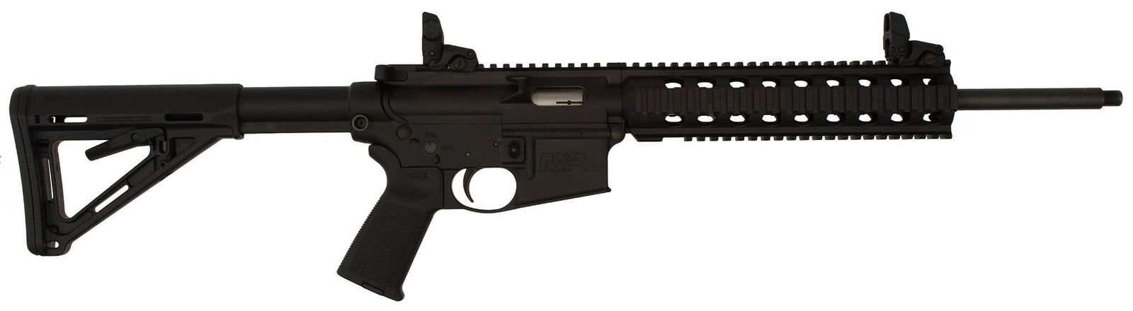 *Smith & Wesson MP 15-22: .22 lr caliber, 16.5" barrel length (threaded), S/N DUR5079. Left side of frame marked with address, caliber and model. Right side of the frame marked with logo and model. Magpul pistol grip and