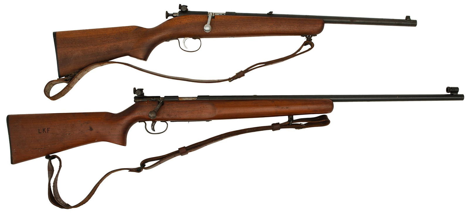 *Lot Of Two Rifles Remington 521 And Marlin Model 100: .22 caliber, 18" barrel micro groove rifling, NSN. Rear Lyman receiver sight.Blue finish with a walnut stock. The barrel and receiver have most of the blue with some staining. Stock is very good. 