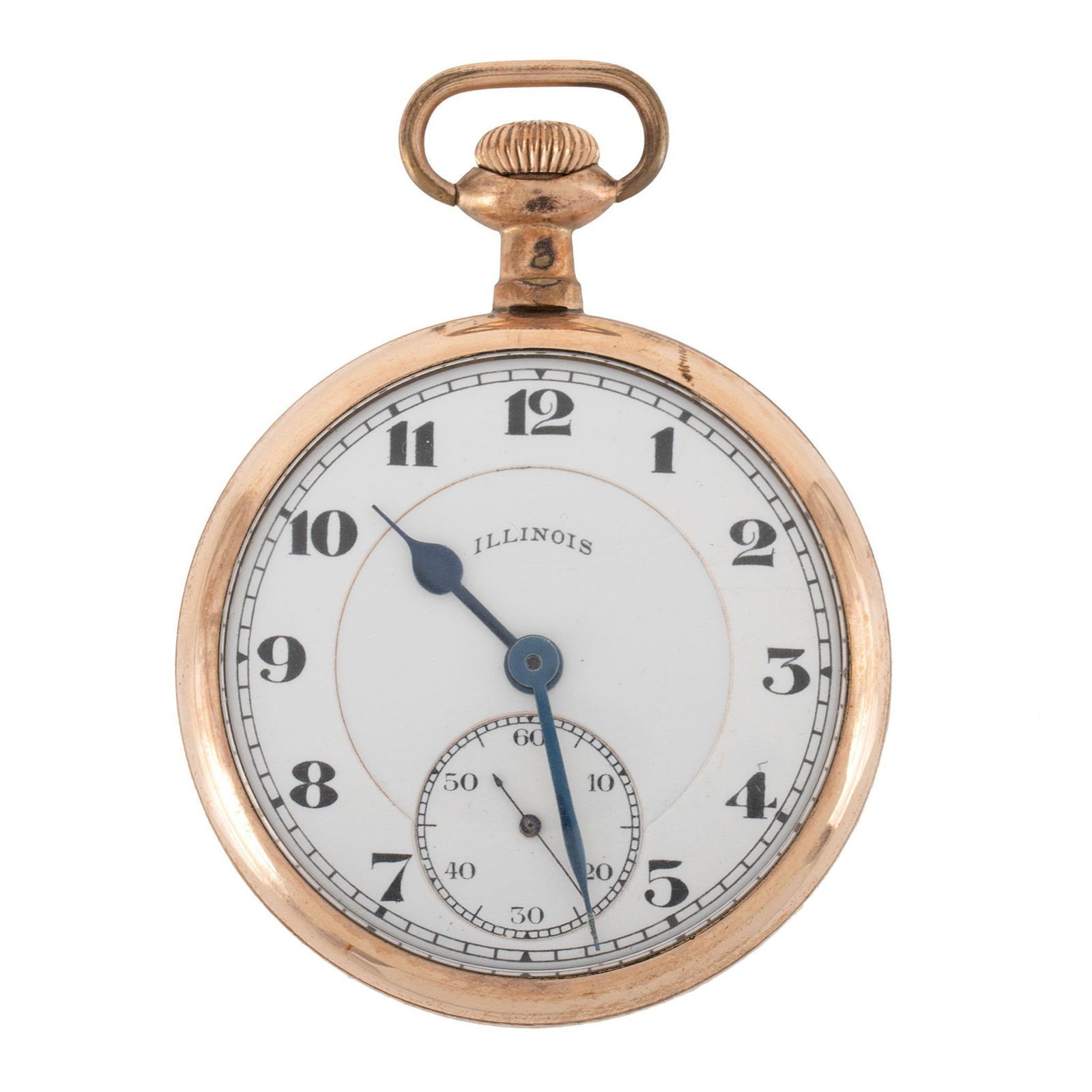 Illinois Watch Co. Gold Filled Open Face Pocket Watch: An Illinois Watch Co. of Springfield Illinois gold filled open face pocket watch, works marked Illinois Watch Co. Springfield, 17 jewels serial # 2491018, case with hallmark Alert warranted gold fille