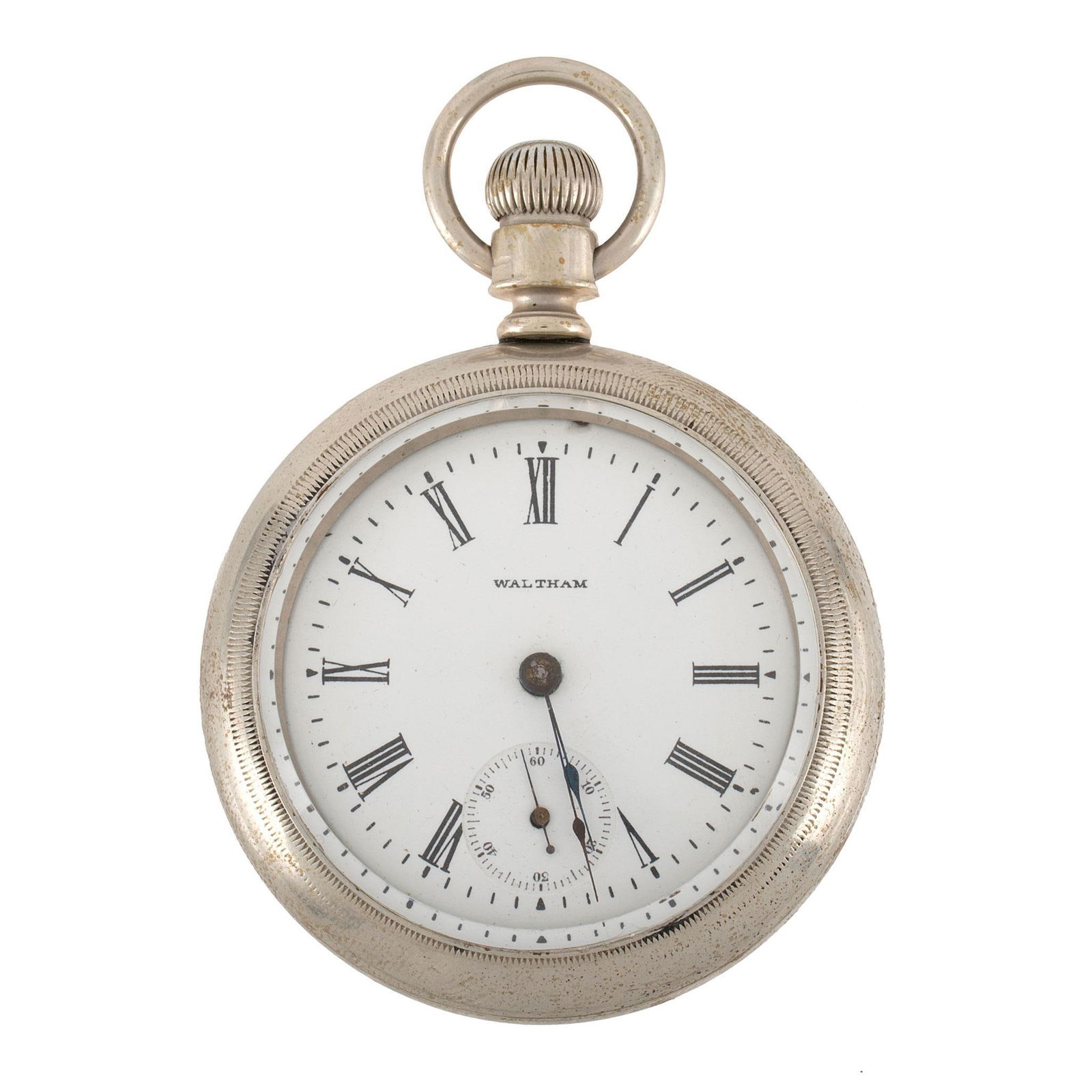 American Waltham Open Face Pocket Watch: An American Waltham (Massachusetts) open face pocket watch, works marked American Waltham Watch Co. serial #10103508, case marked Wadsworth #439741, 57mm diameter. Overall good condition.