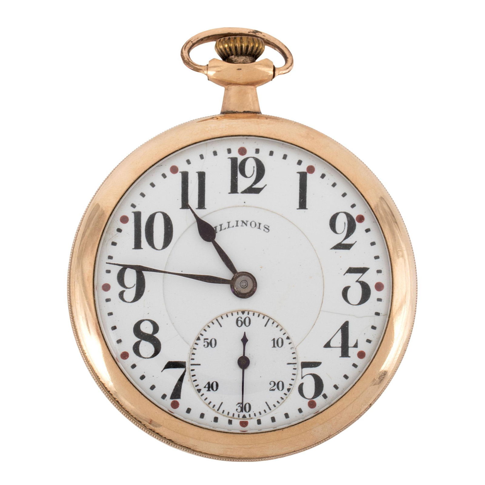 Illinois Watch Co. Open Face Pocket Watch: An Illinois Watch Co. of Springfield Illinois gold filled open face pocket watch, works marked Illinois Watch Co. Springfield Ill., 21 jewel Springfield Ill. serial #4016499, case marked Montauk #1236
