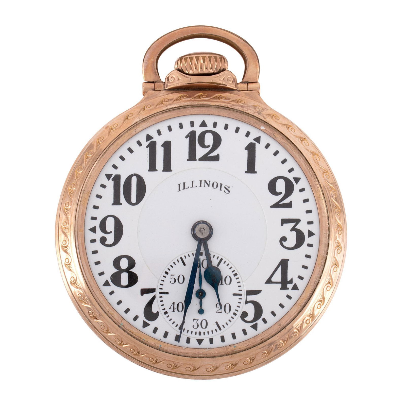 Illinois Watch Co. Gold Filled Open Face Pocket Watch: An Illinois Watch Co. of Springfield Illinois gold filled open face pocket watch, works marked Illinois Watch Co. Springfield Ill. Bunn Special, 21 jewel Springfield Ill. serial #5440942, case marked