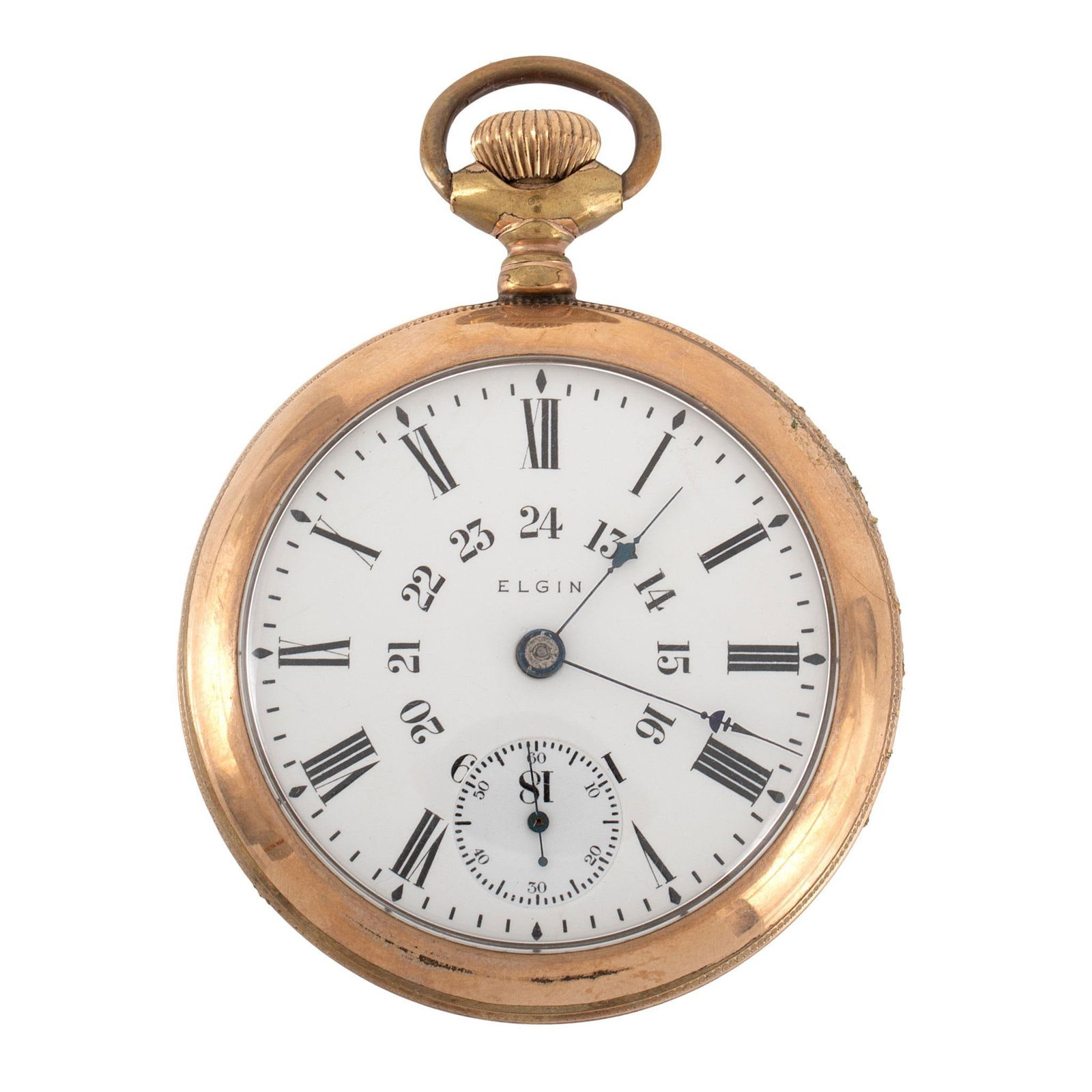 Elgin Gold Filled Open Face Pocket Watch: Elgin Illinois U.S.A. gold filled open face pocket watch, works marked Elgin Nat'L Watch Co. 15 jewels serial #13784698, case marked Fortune Gold Filled A.W.C. Co. Case Made in Canada #3472635, 54