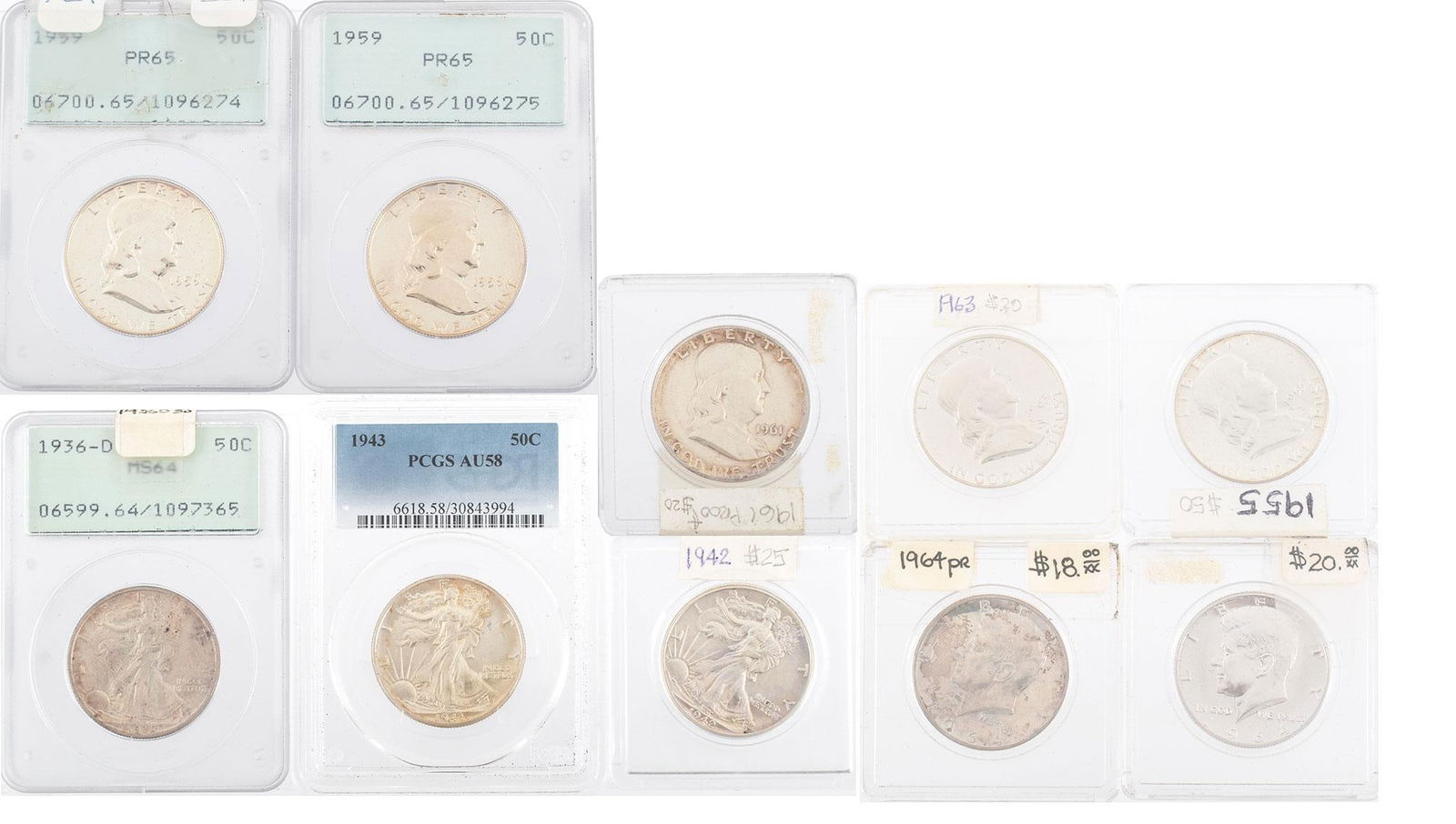 Grouping of Various Graded United States Silver Half Dollar Coins (1 of 4)