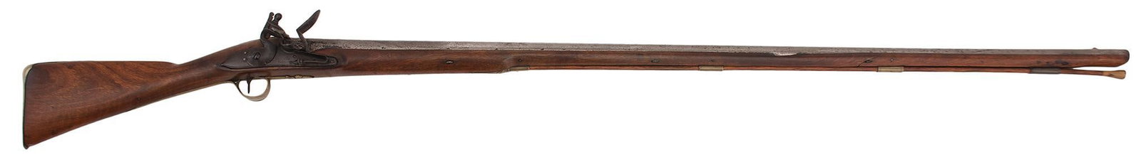 An Early British Fowler: .750 bore diameter, 55.5" round barrel, patent breech. The lockplate marked Hodgson & Co. Early rounded lockplate, rounded hammer, pan with fence. Rounded frizzen. Walnut stock with brass furnitur
