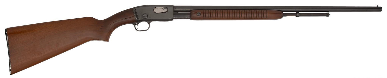 ** Remington Model 121 For Shot Only Rifle: .22 LR shot caliber, 24" round barrel, S/N 200708. The barrel is marked for .22 LR shot only. The front of the barrel is mounted with a bead front sight. Blue finish, walnut stock and forearm. This ri