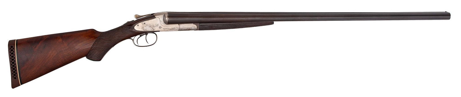 ** L.C.Smith Field Grade Double Shotgun: 12 gauge, 30" barrels, full and modified chokes, S/N 94253. Blue barrels, frame is lightly cleaned to bright metal. The barrels have one brass bead and one white bead. 14" pull with a rubber recoil pa