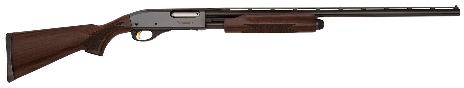 * Remington California Waterfowl Association 60th Anniversary Remington Model 870: 20 gauge with 2 3/4" or 3" chamber, 26" barrel length, S/N D879150U. Left side of the frame marked in gilt "California Waterfowl Association 60th Anniversary" over "Remington 870 Magnum". Left side of