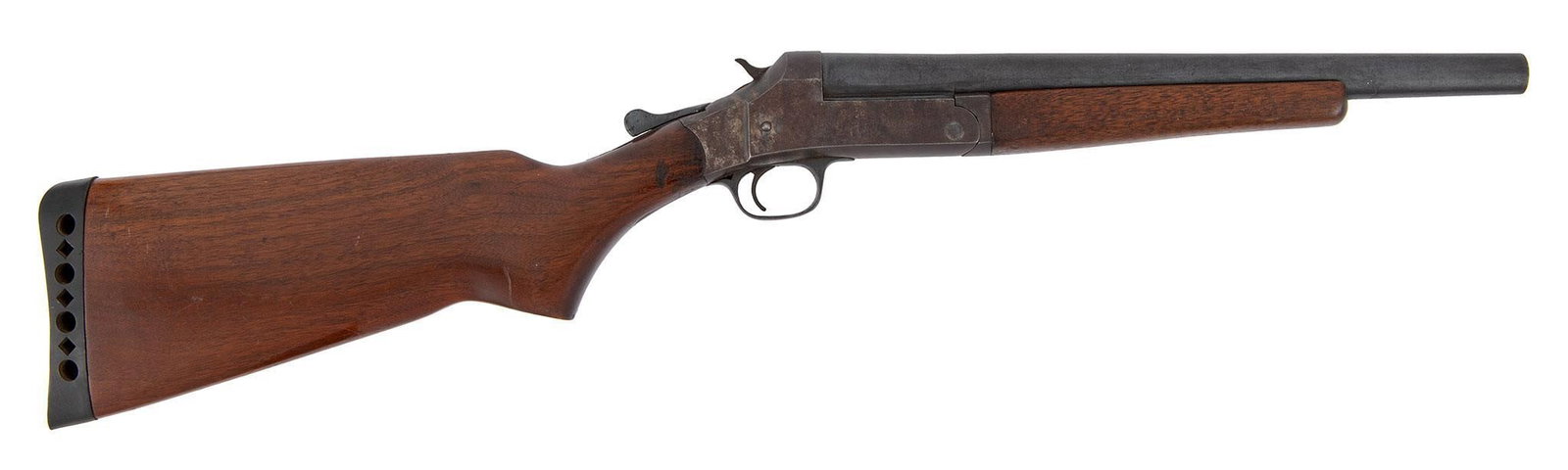 ** H&R Single Barrel Line Throwing Rifle: .45-70 caliber, 14.5" smoothbore barrel, S/N FR1513. Blue barrel, walnut stock with rubber recoil pad and walnut forearm. Case-colored frame. **Overall in very good condition. This is being sold with 