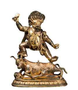 A Gilt-Bronze Statue of Yama,18th Century: A Gilt-Bronze Statue of Yama,18th Century H:16cm