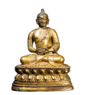 A Gilt-Bronze Statue of Amitabha,18th Century: A Gilt-Bronze Statue of Amitabha,18th Century H:11cm;W:8cm;550g