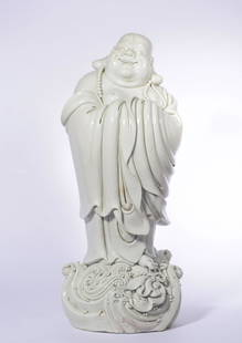 Blanc-de-Chine Standing Budai: Blanc-de-Chine Standing Budai H:47cm;W:20cm