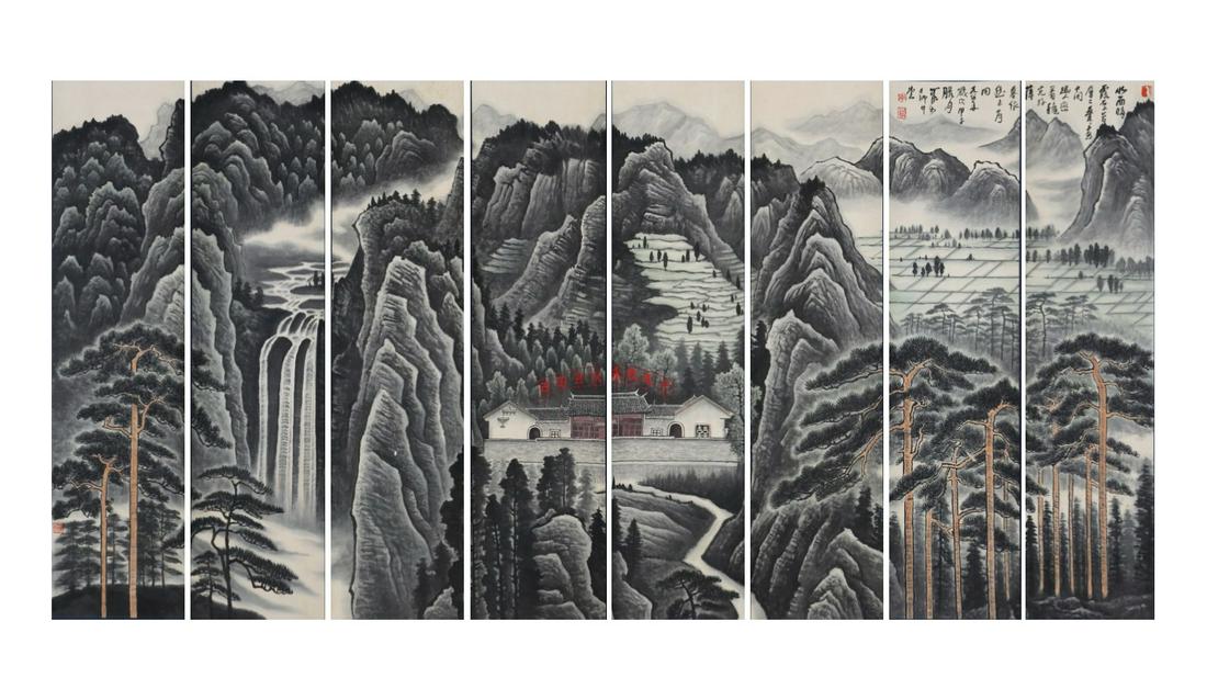 Eight Pages of Chinese Scroll Paintings By Li Keran (1 of 10)