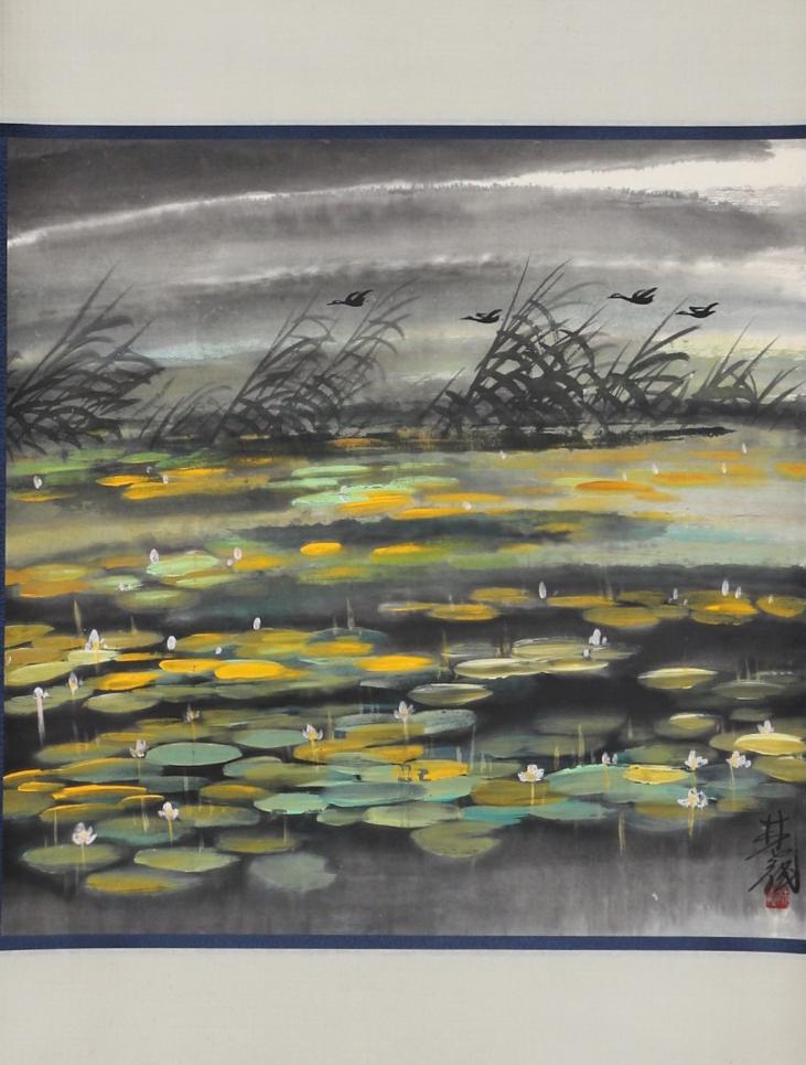 A Chinese Scroll Painting By Lin Fengmian: A Chinese Scroll Painting By Lin Fengmian 67x68cm