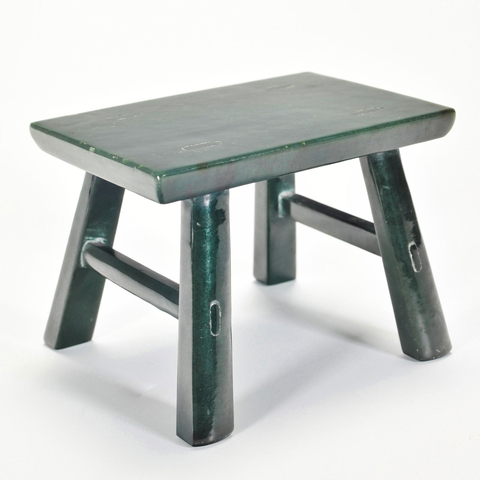 A CarvedSpinach Green Jade Stool Qing Dynasty (1 of 10)