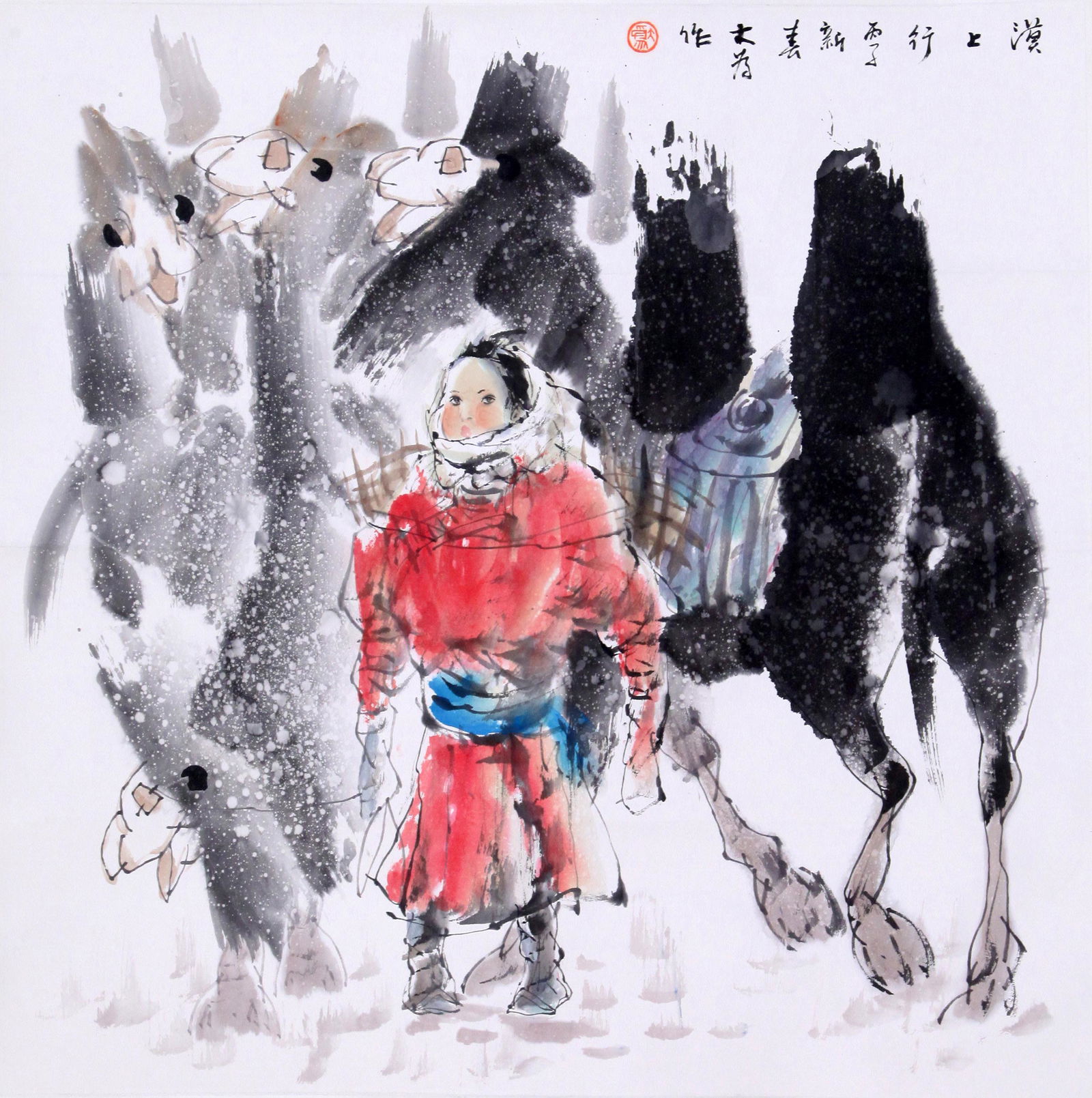 A Chinese Scroll Painting By Liu Dawei: A Chinese Scroll Painting By Liu Dawei 68x68cm