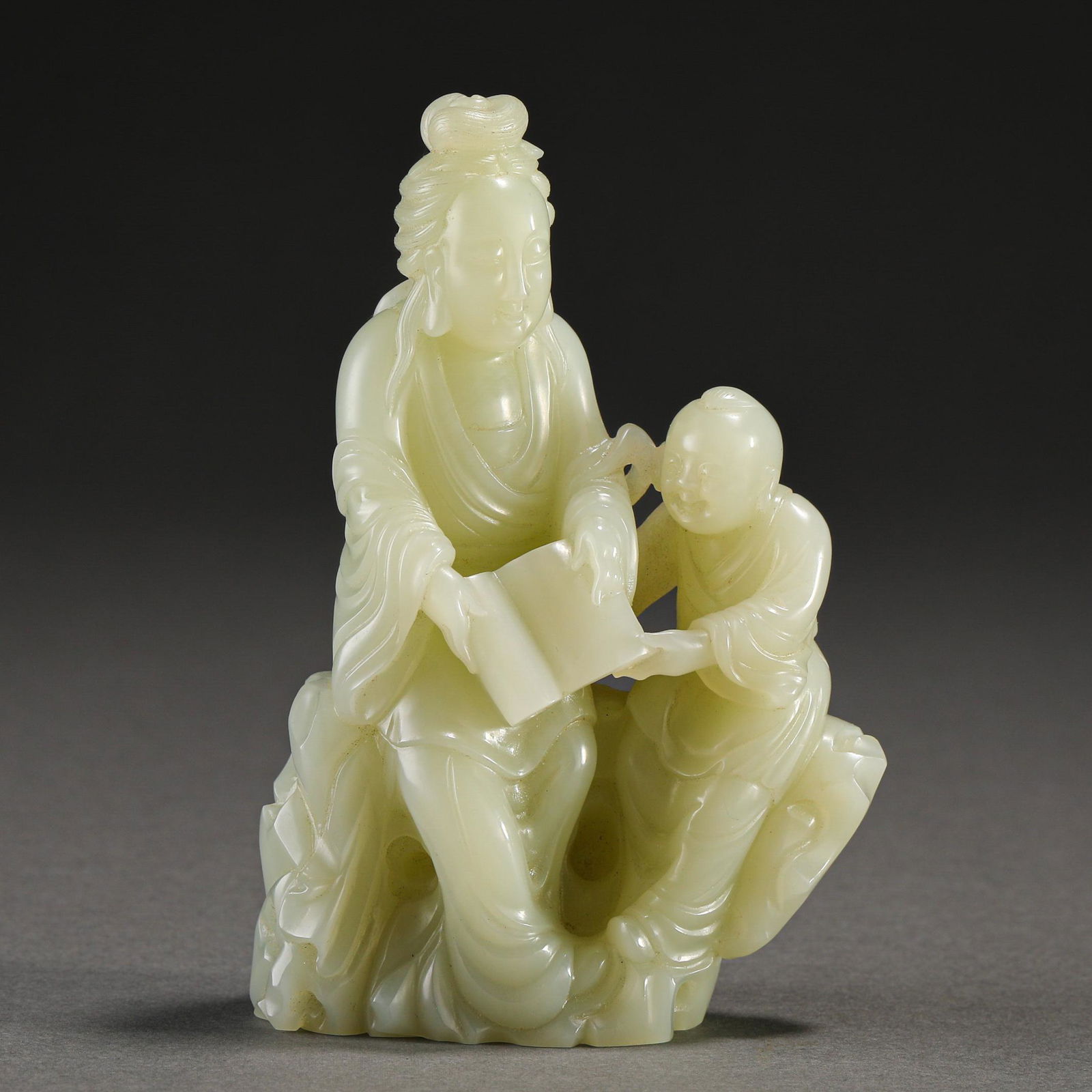 A Chinese Carved Jade Lady with Kid (1 of 10)