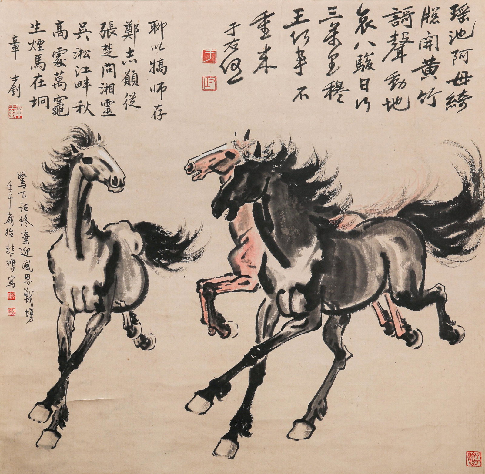 A Chinese Scroll Painting By Xu Beihong: A Chinese Scroll Painting By Xu Beihong H:99cm;W:102.5cm