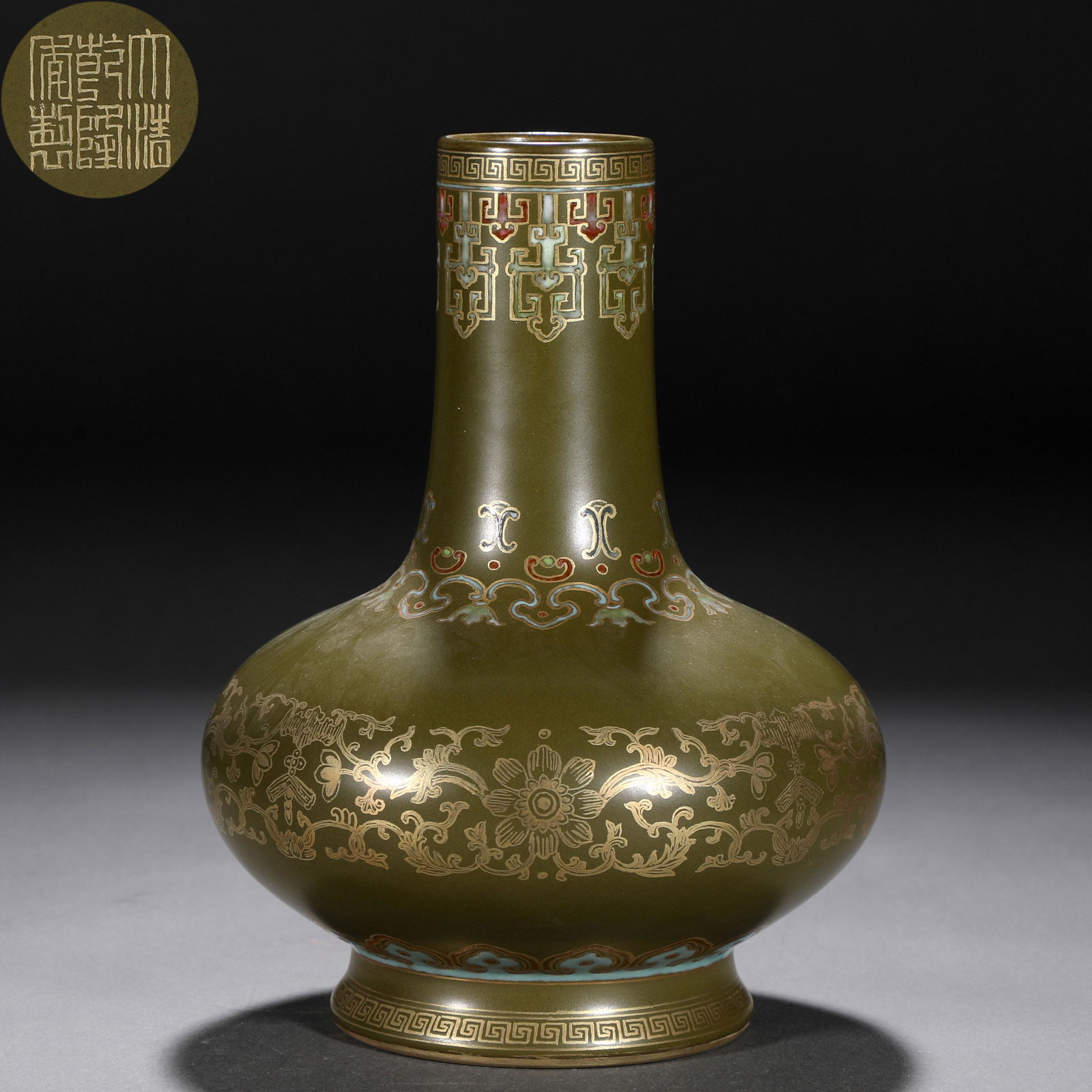 A chinese tea-dust glaze and gilt vase (1 of 9)