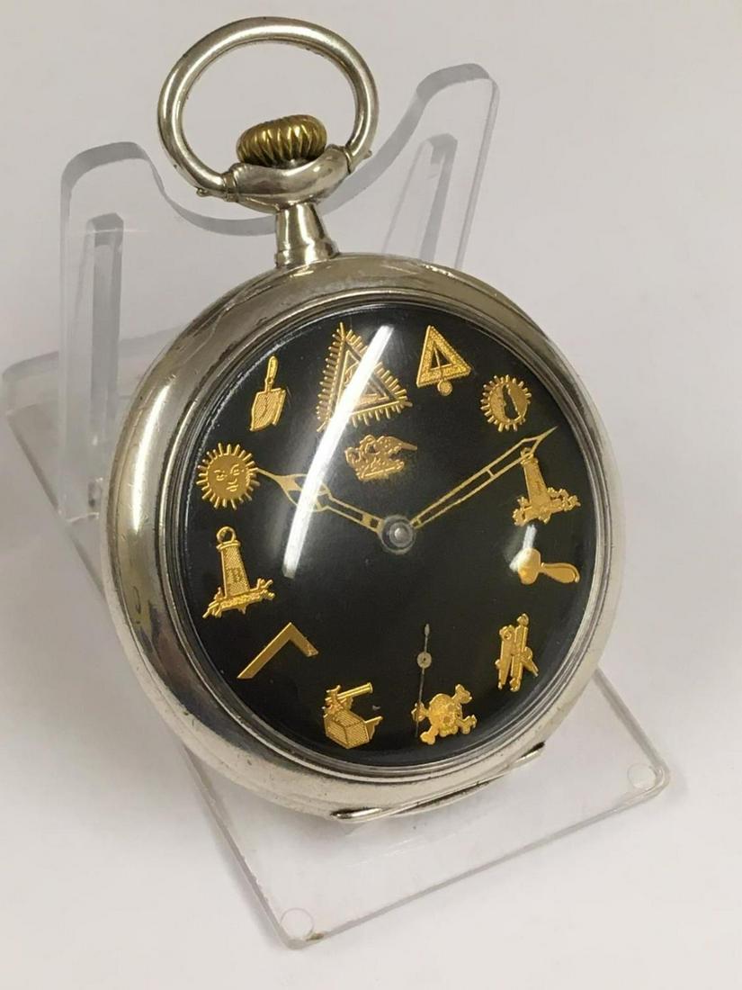 Vintage solid silver Masonic omega pocket watch (: Vintage solid silver Masonic omega pocket watch ( working ) but no guarantees