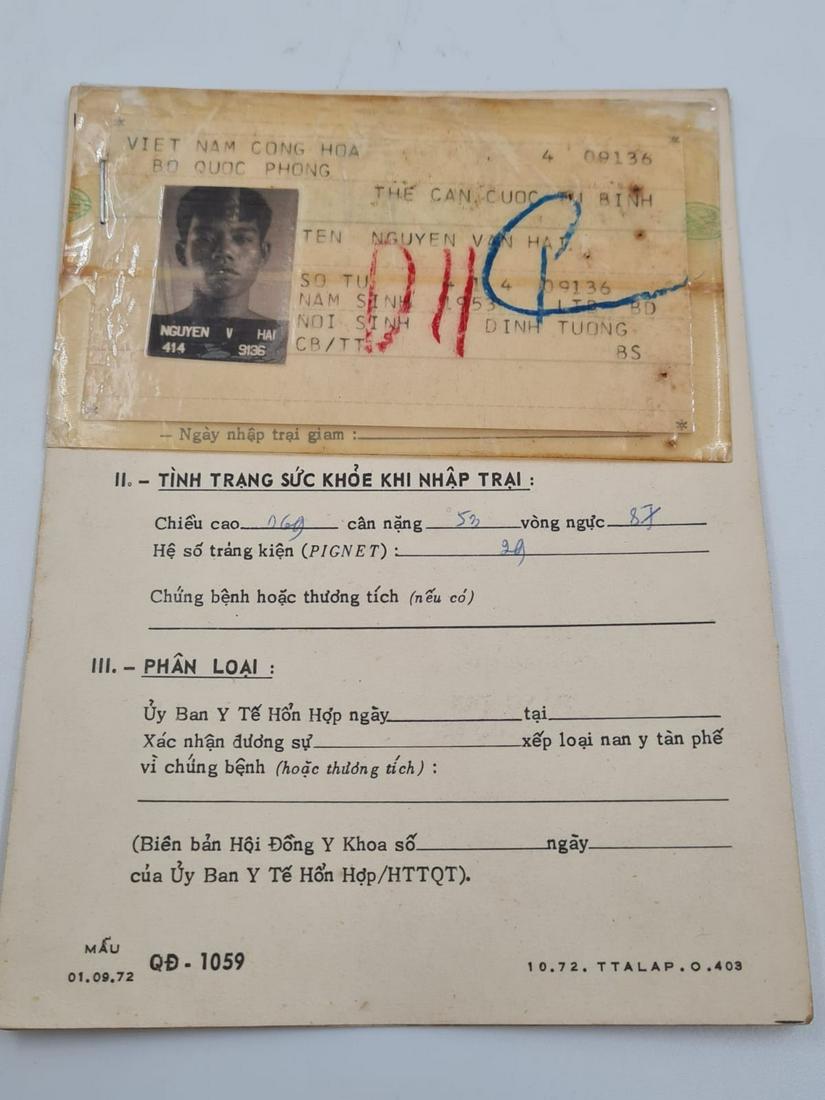 Vietnam War Era Prison Health Documents for a captured (1 of 3)