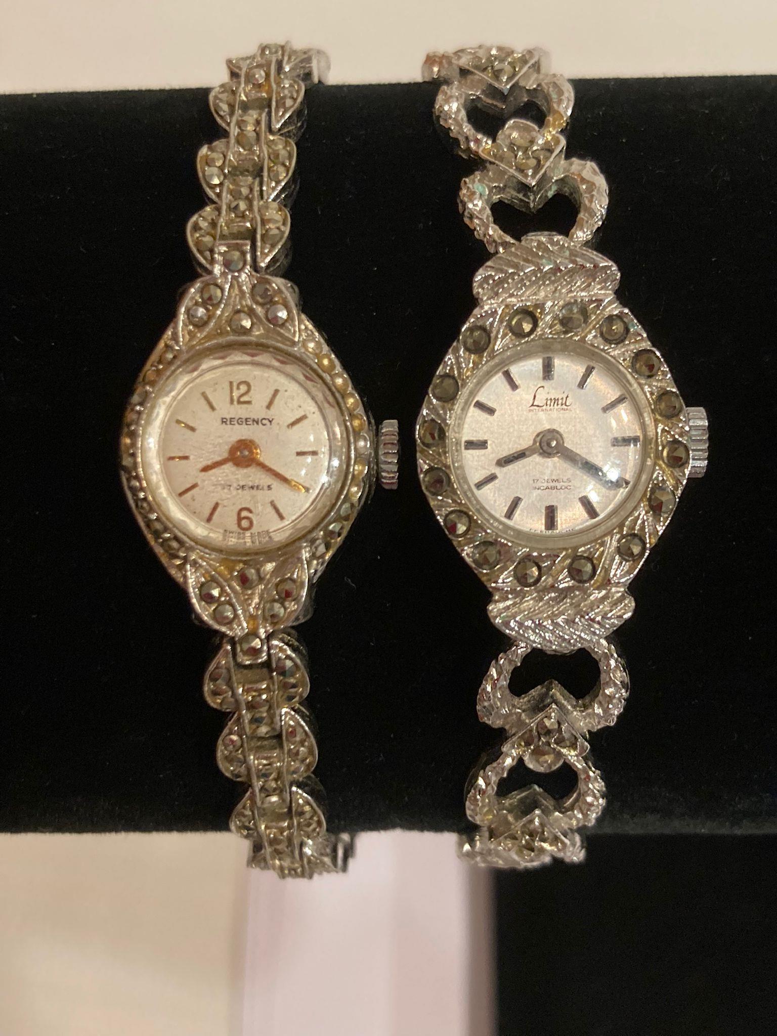 2 X Vintage Marcasite Wristwatches To Include A Regency 17 Jewels